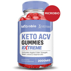 Justified Laboratories Microbio Keto ACV Gummies vegan and gluten-free formula.