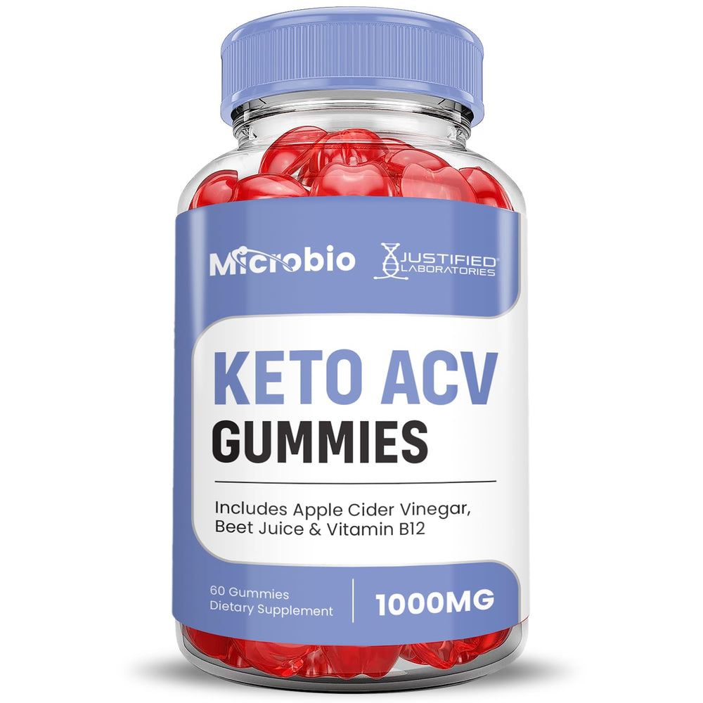 Justified Laboratories Microbio Keto ACV gummies ingredient panel—beet juice and B12 highlighted.