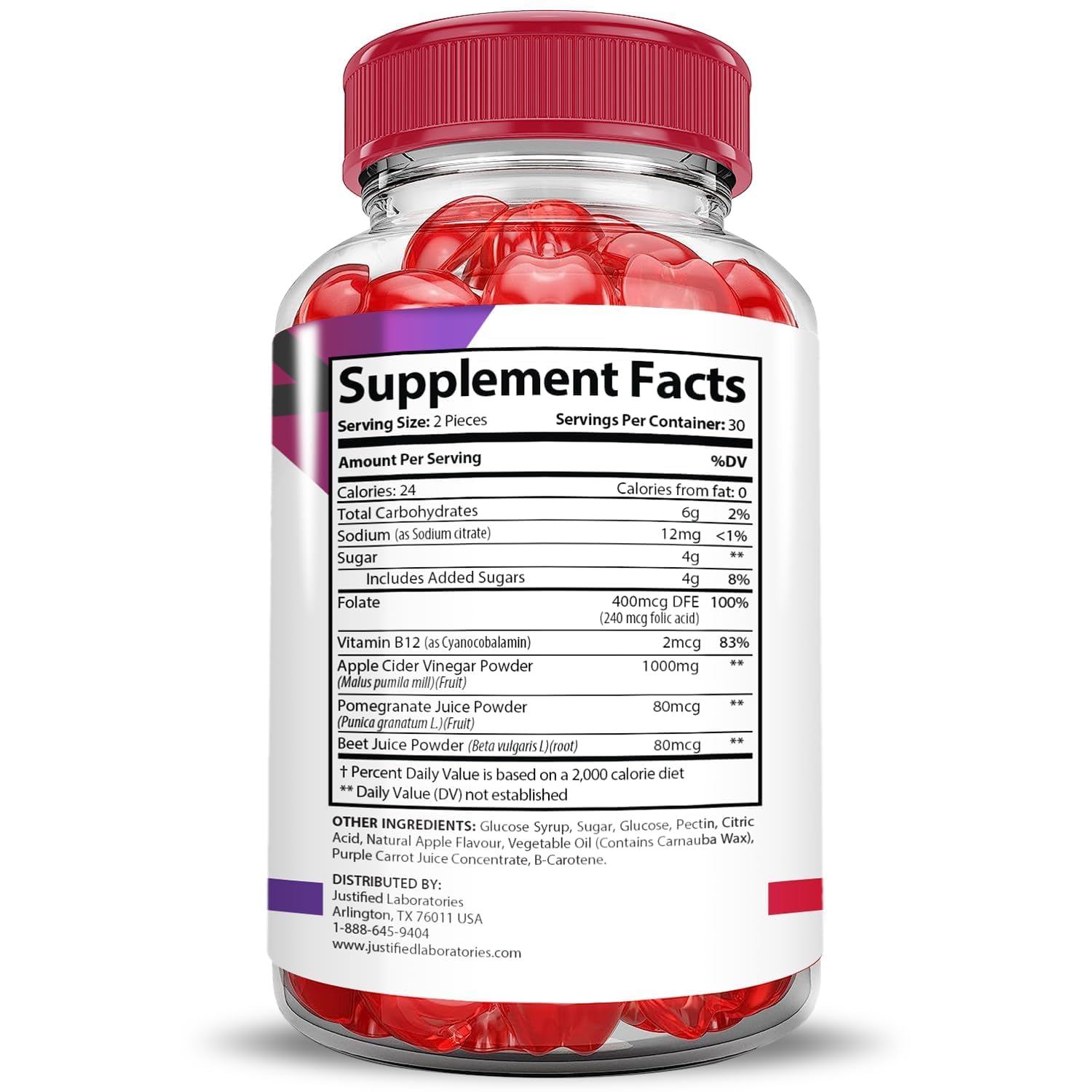 Justified Laboratories Premier Keto ACV Gummies pack ideal for travel.