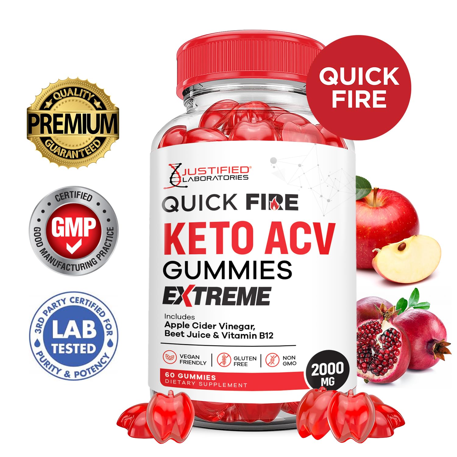 Justified Laboratories Quick Fire Keto ACV gummies pack for easy everyday supplementation