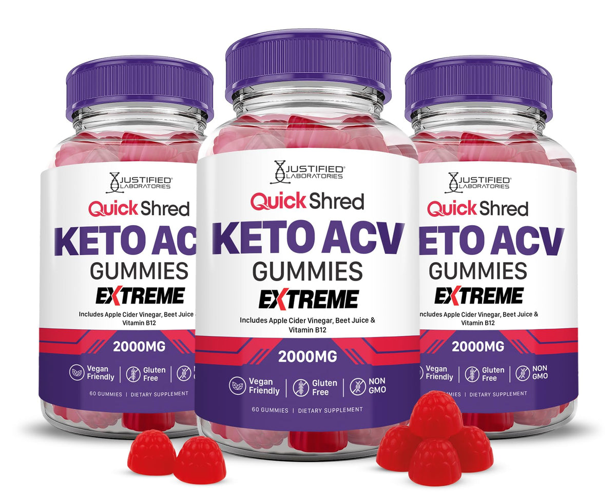 Justified Laboratories Quick Shred Keto ACV Gummies bottle for convenient daily energy support