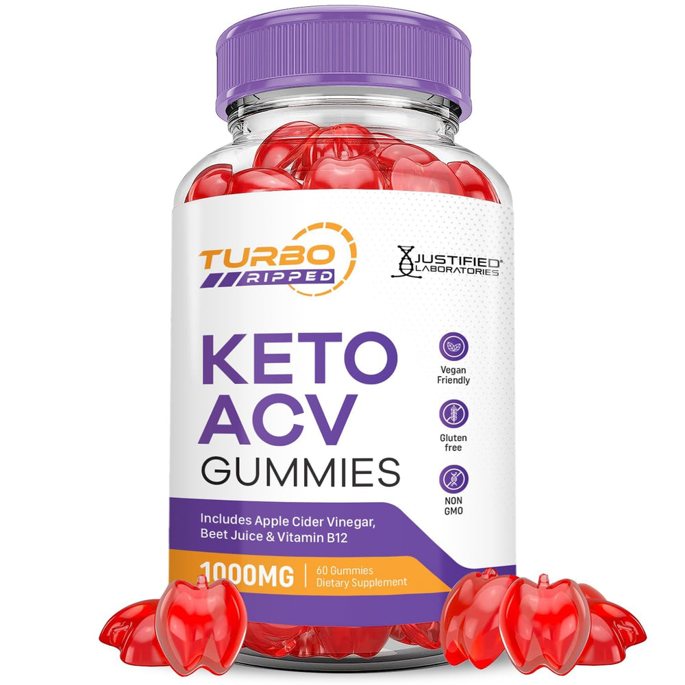 Justified Laboratories Turbo Ripped Keto ACV Gummies bottle showing convenient daily use