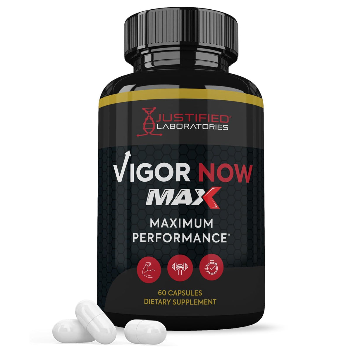 Justified Laboratories Vigor Now 1600MG bottle front view for daily vitality