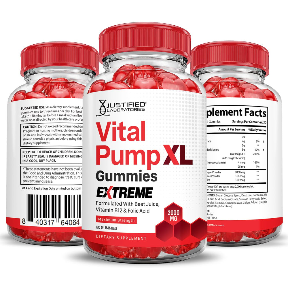 Justified Laboratories Vital Pump XL Extreme safety label emphasizing vegan and non-GMO quality