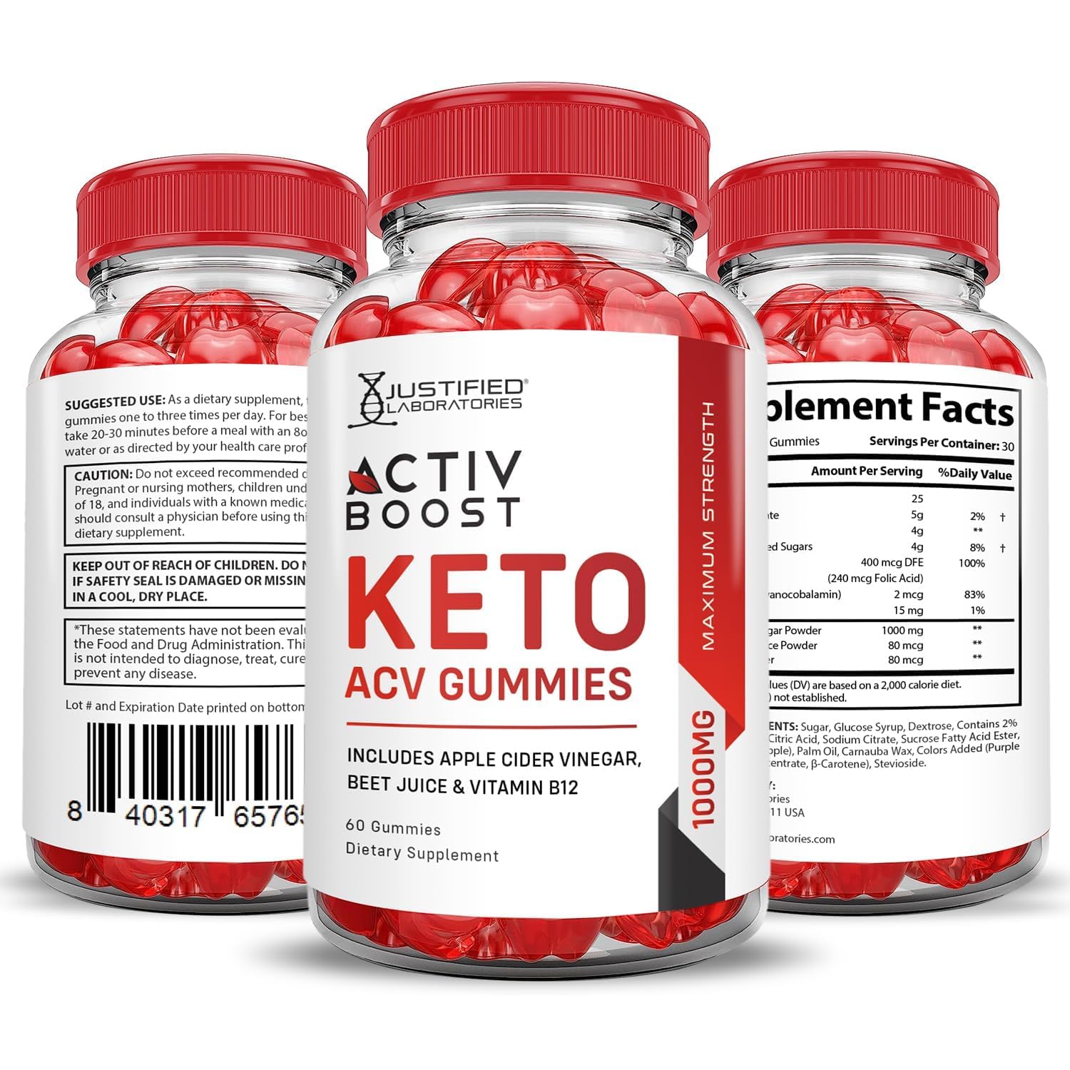 Justified Laboratories Activboost Keto ACV product in GMP-certified facility.