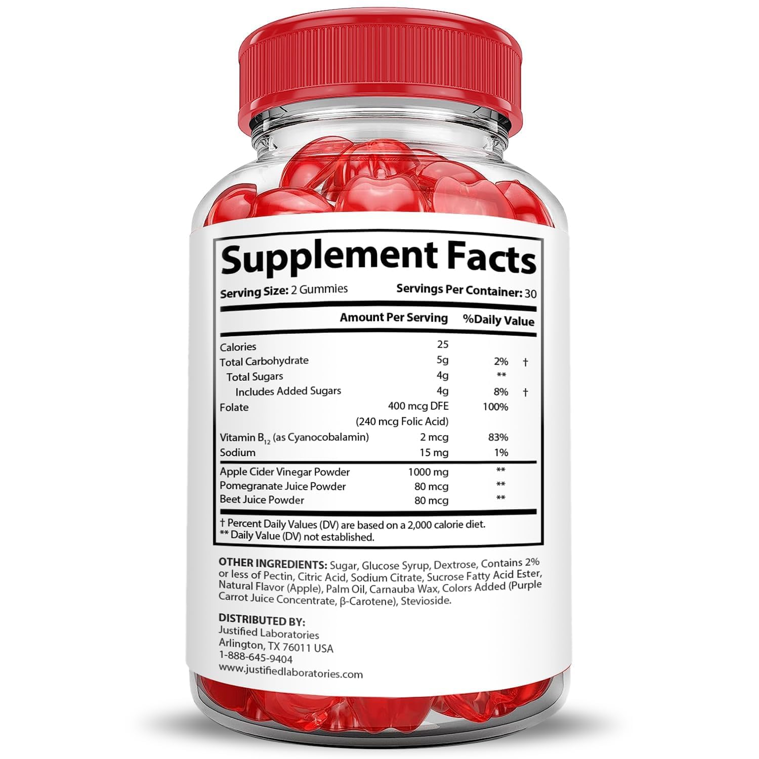 Justified Laboratories Activboost Keto ACV gummies close-up showing flavor and texture.