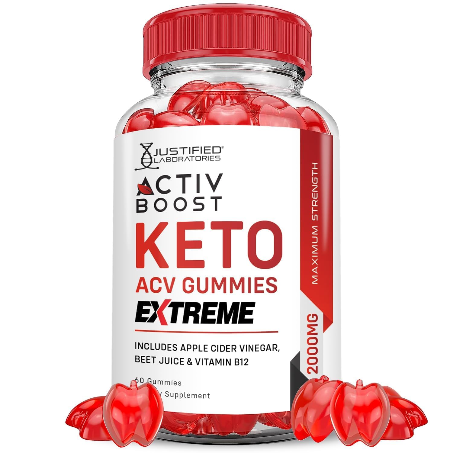 Justified Laboratories Activboost Keto ACV Gummies Extreme bottle for convenient daily wellness