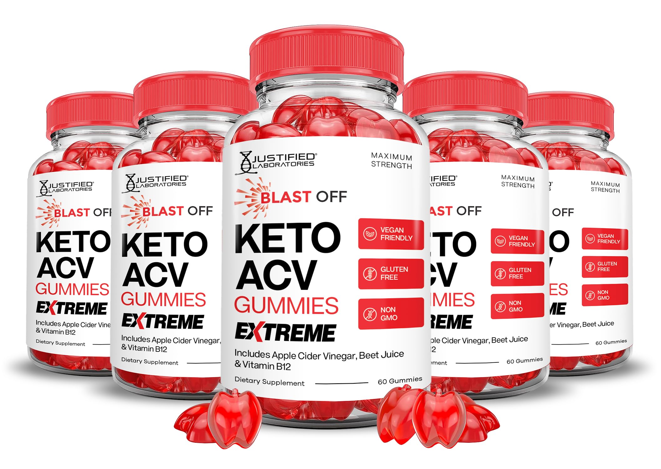 Justified Laboratories Blast Off Keto ACV Gummies pack shot for daily wellness