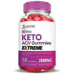 Justified Laboratories Bliss Keto ACV Gummies wooden-table serving scene; suggests easy daily routine.