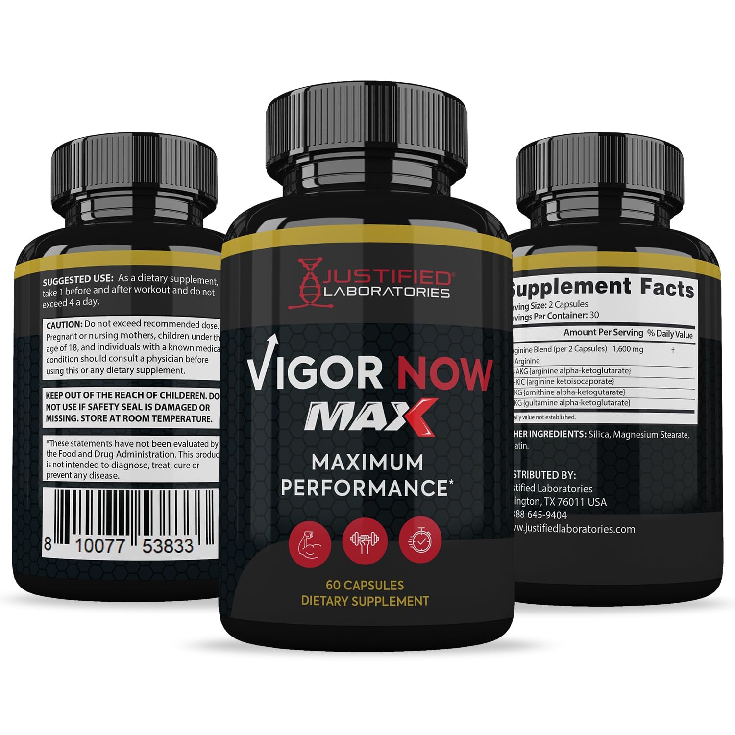 Justified Laboratories supplements arranged for a daily routine.