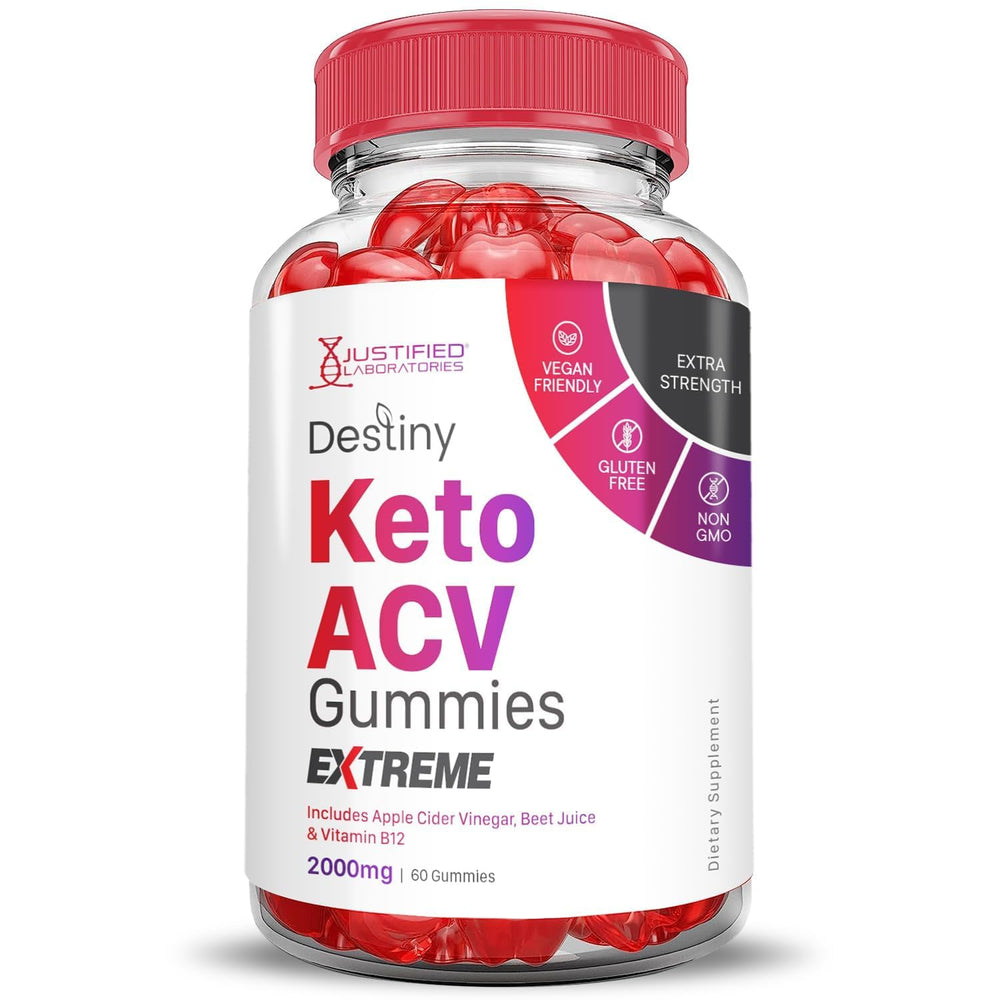 Justified Laboratories Destiny Keto ACV Gummies serving shot for daily routine.