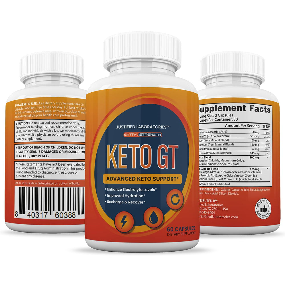 Electrolyte minerals capsules featured in Keto GT for hydration during ketosis.