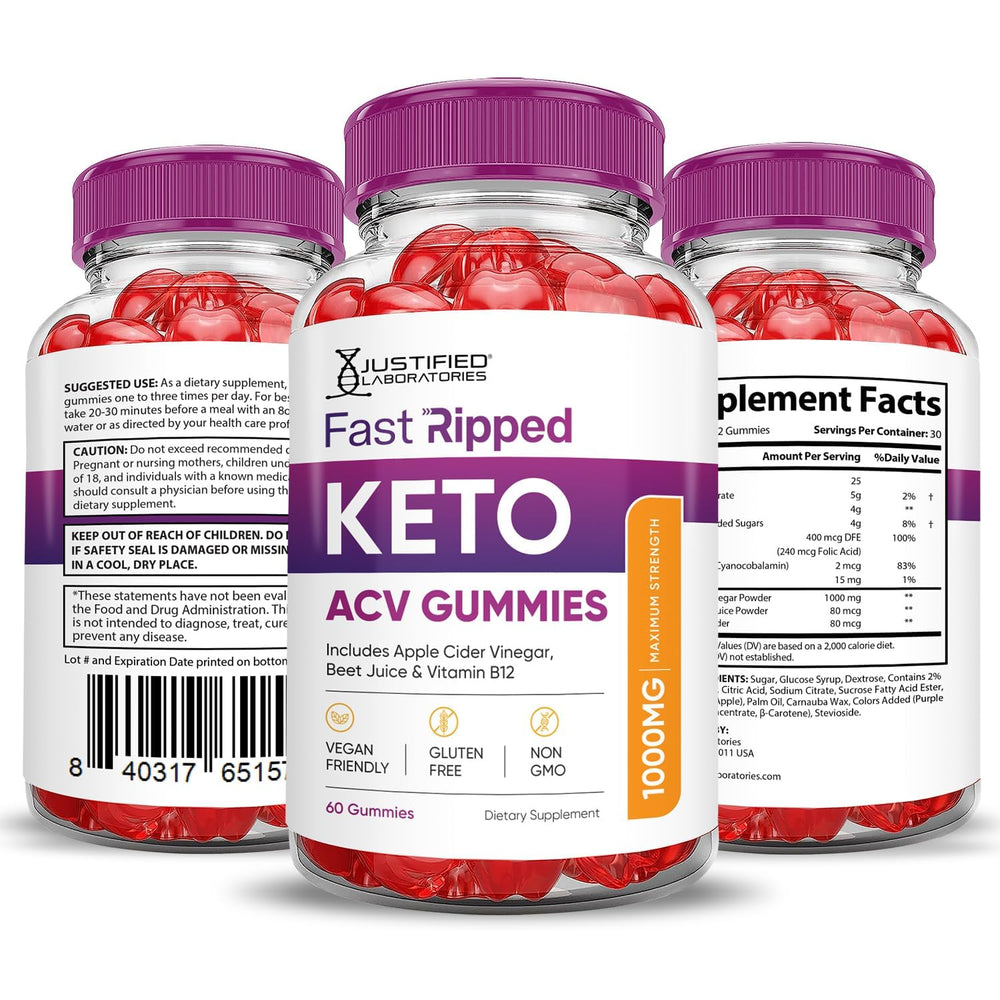 Justified Laboratories Fast Ripped Keto ACV pack shot, convenient 2-pack for daily use.