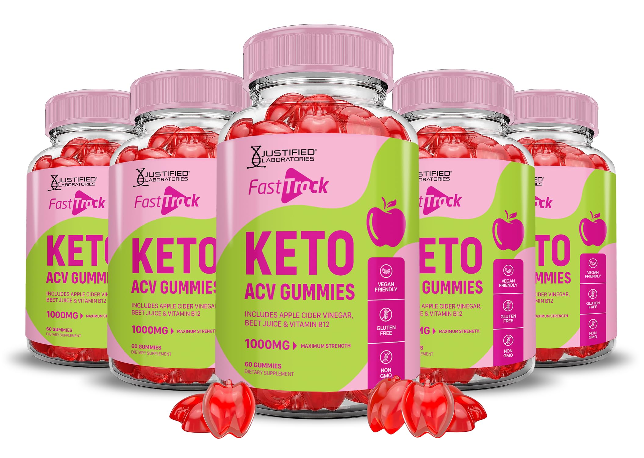 Justified Laboratories Fast Track Keto ACV Gummies bottle front showing daily serving convenience