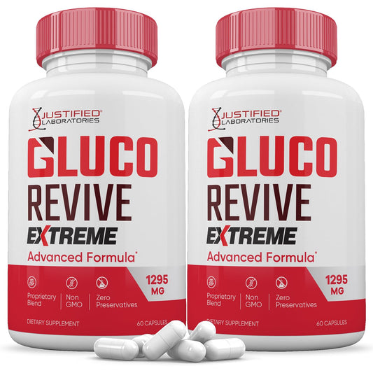 Justified Laboratories Gluco Revive Extreme 1295mg bottle for daily wellness support