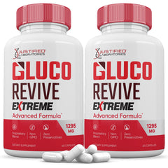 Justified Laboratories Gluco Revive Extreme 1295mg bottle for daily wellness support