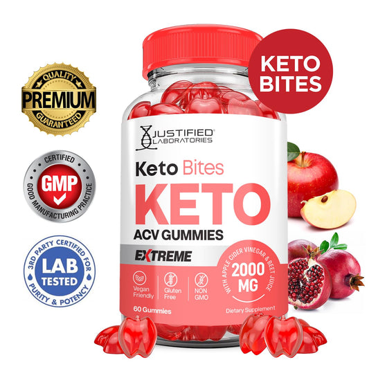 Justified Laboratories Keto Bites ACV Gummies being poured for quick daily dose