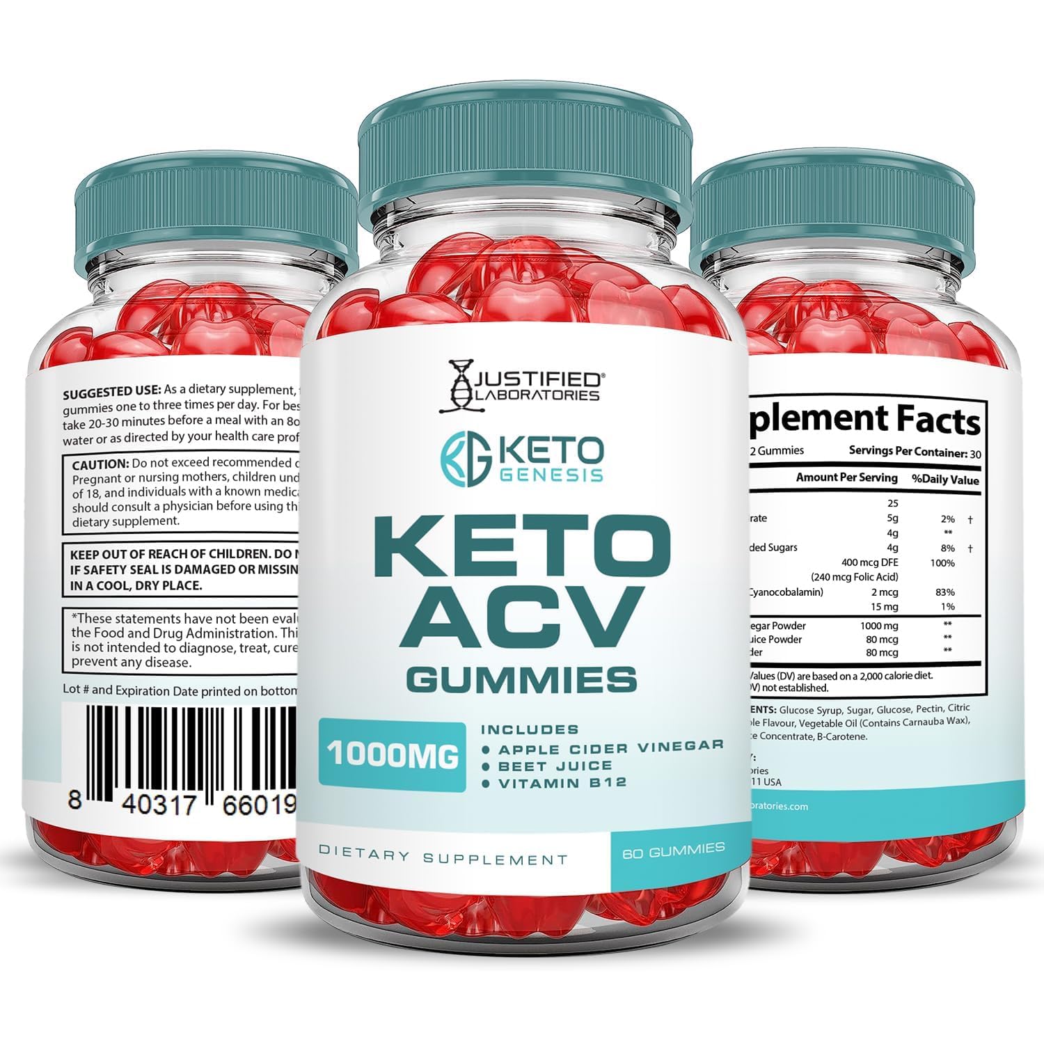 Justified Laboratories Keto Genesis vegan, non-GMO label—clean plant-based nutrition