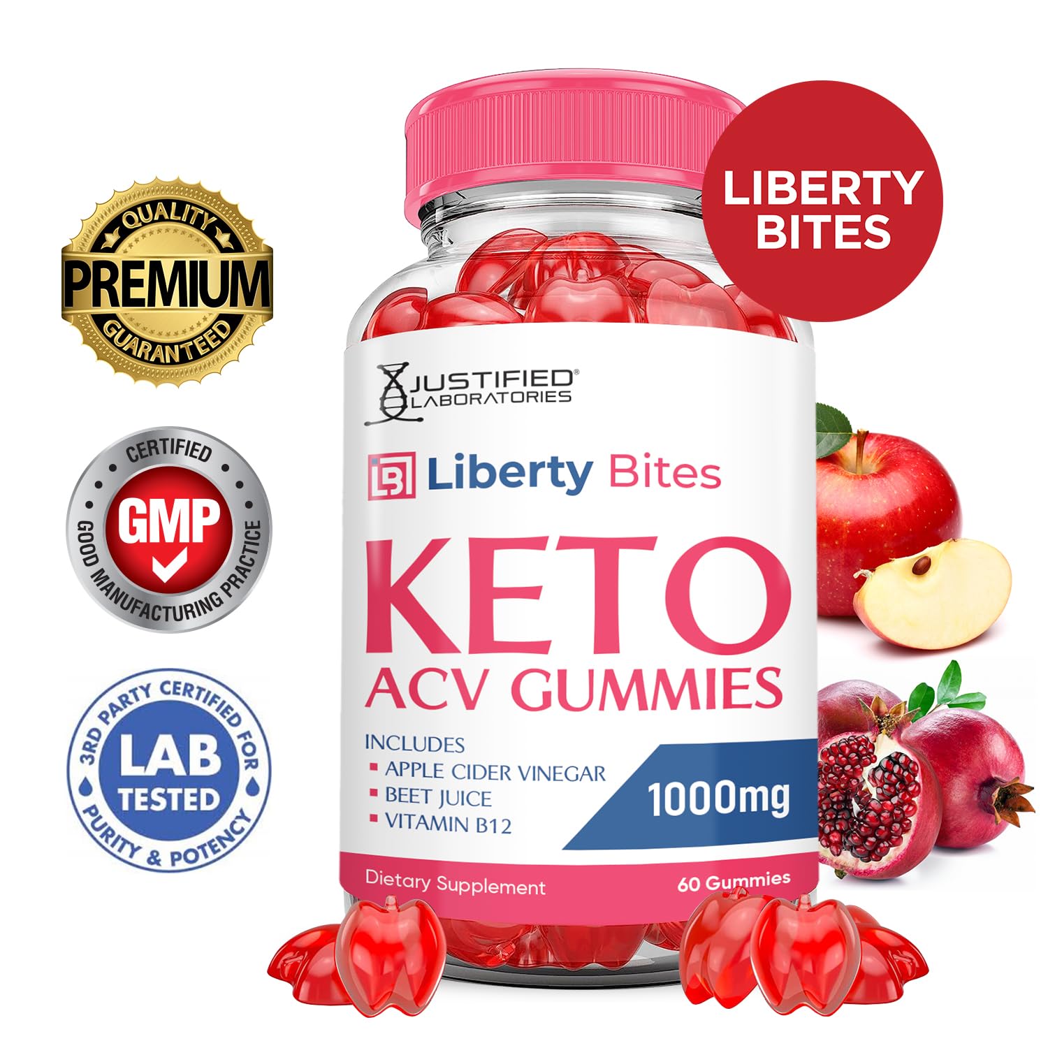 Justified Laboratories Liberty Bites 2-pack gummies for convenient multi-day use.