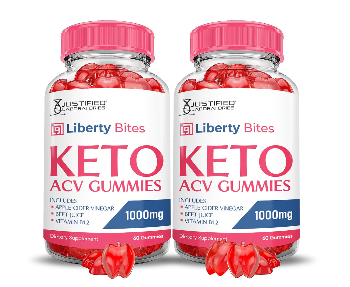 Justified Laboratories Liberty Bites Keto ACV Gummies bottle for daily energy support.
