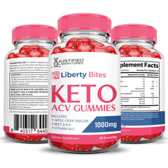 Justified Laboratories Liberty Bites Keto ACV Gummies nutrition facts panel for informed choices.