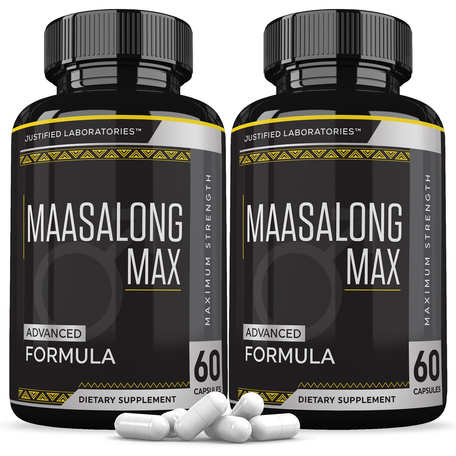 Justified Labs Maasalong Max 1600MG bottle front for premium men's health support