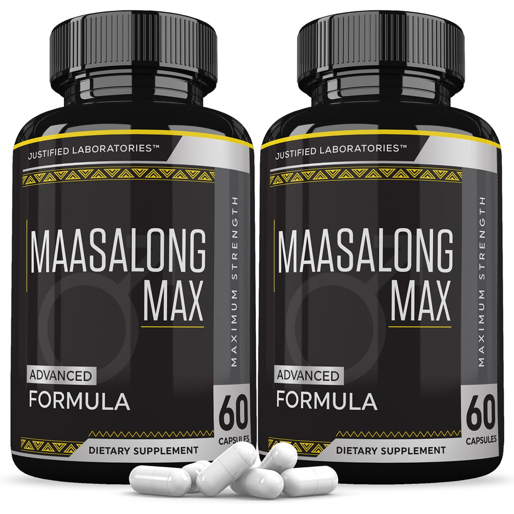 Justified Labs Maasalong Max 1600MG bottle front for premium men's health support