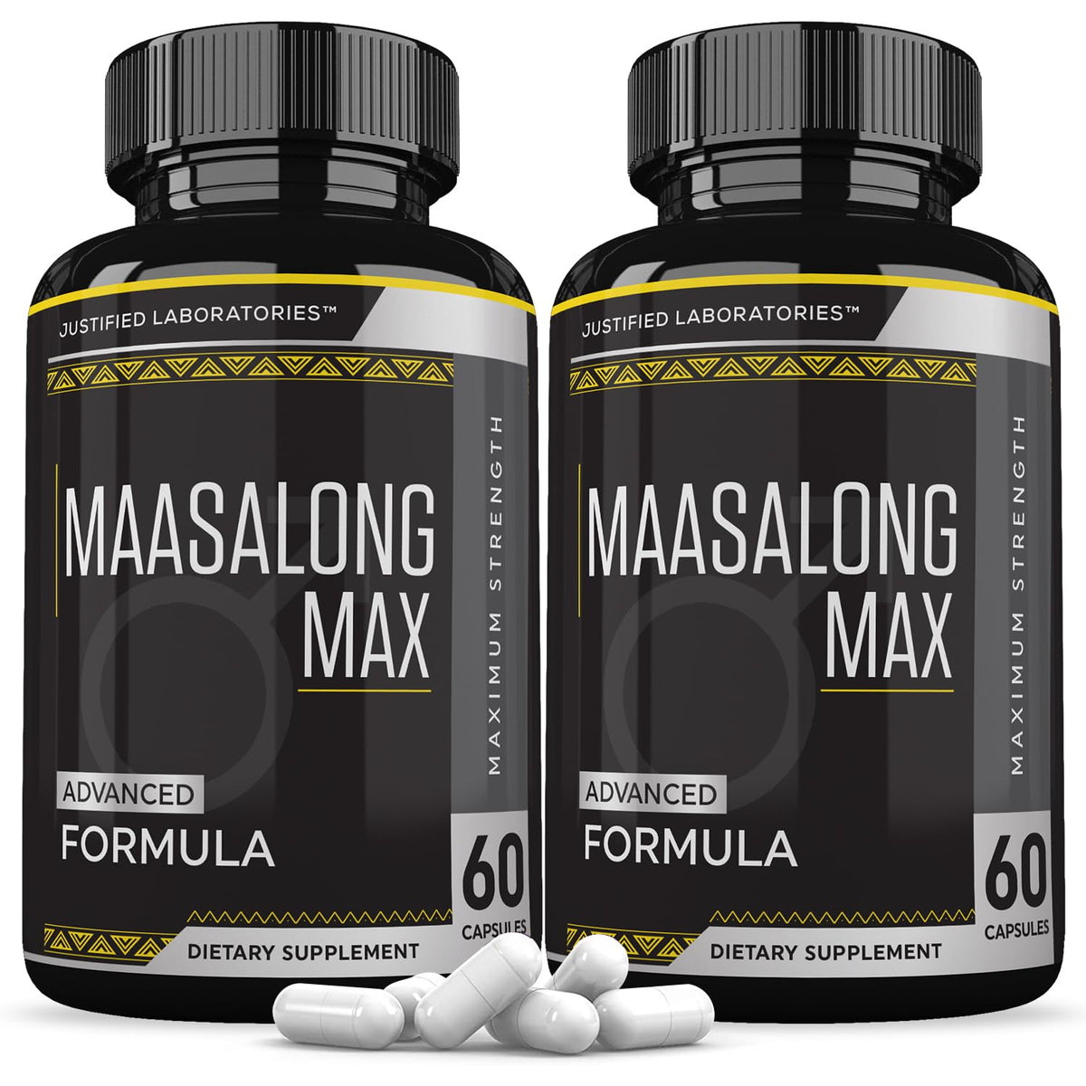 Justified Labs Maasalong Max 1600MG bottle front for premium men's health support