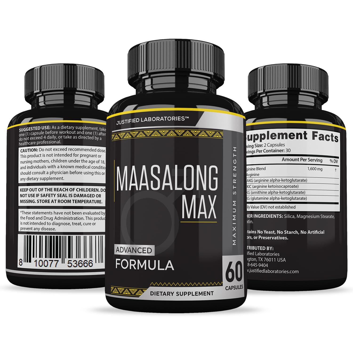 Justified Labs Maasalong Max 1600MG bottle in hand for on-the-go use