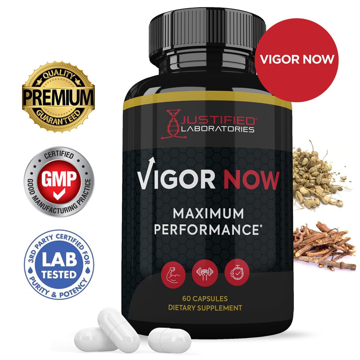 Justified Laboratories men's health formula illustration showing a proprietary blend.