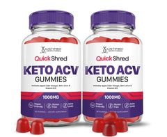 Justified Laboratories Quick Shred Keto ACV Gummies bottle and gummies, convenient vegan daily supplement.