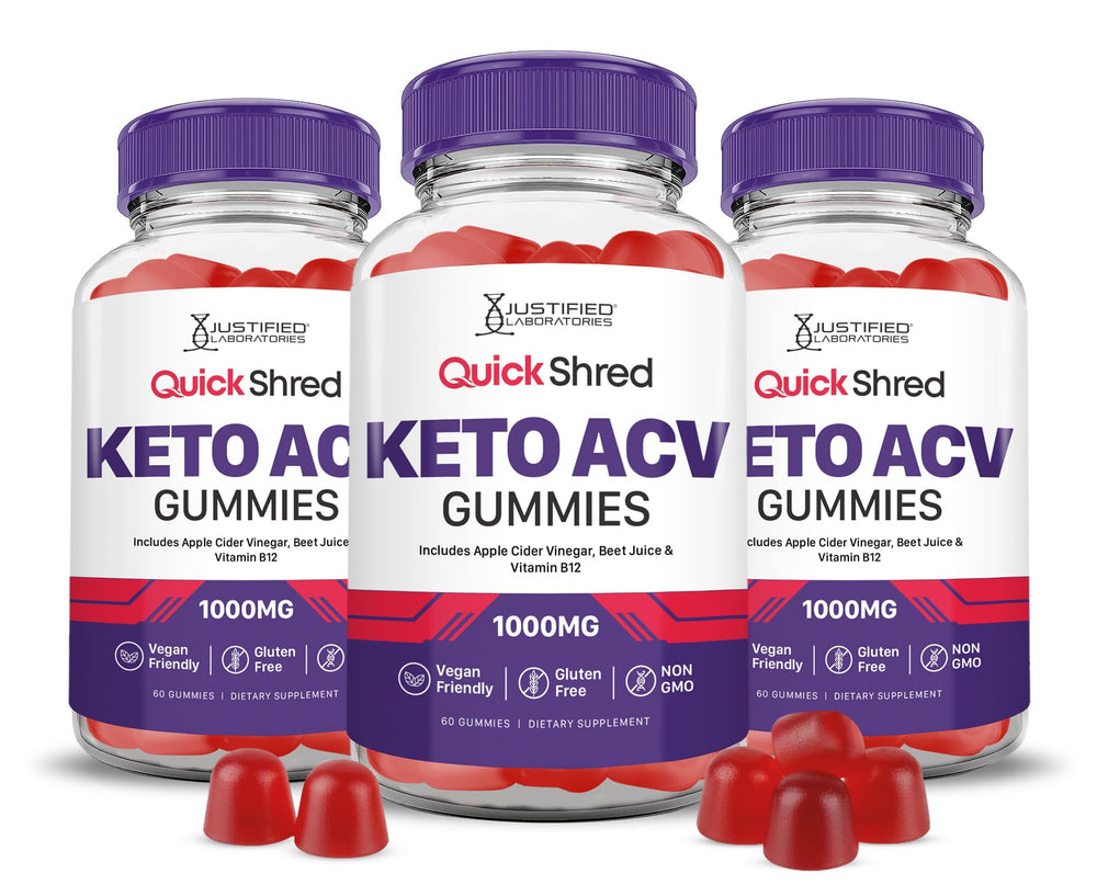 Justified Laboratories Quick Shred Keto ACV Gummies bottle for daily wellness and keto-friendly support.