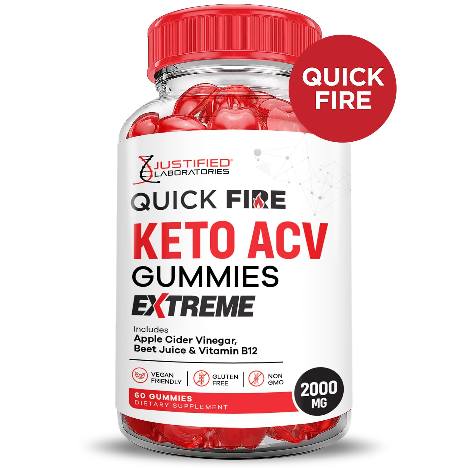 Beet juice and pomegranate ingredients highlight natural flavor in QuickFire gummies.