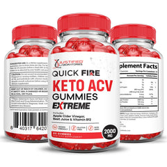 Justified Laboratories QuickFire Keto ACV Gummies GMP facility badge signals quality control.