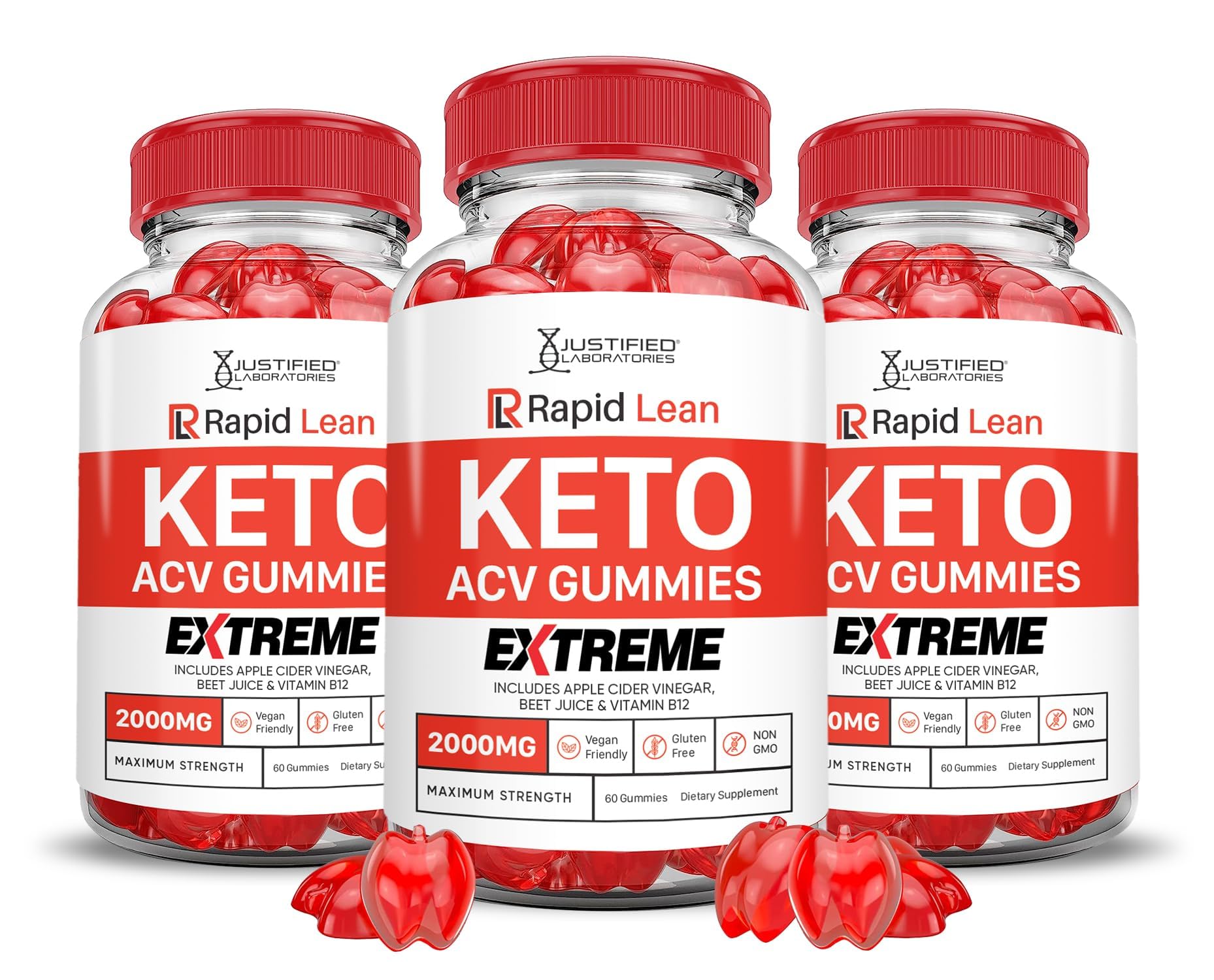 Justified Laboratories Rapid Lean Keto ACV Gummies bottle for convenient daily use.
