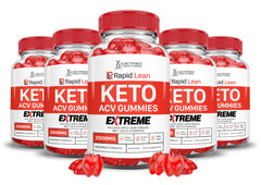 Justified Laboratories Rapid Lean Keto ACV Gummies jar on countertop, a convenient daily supplement.