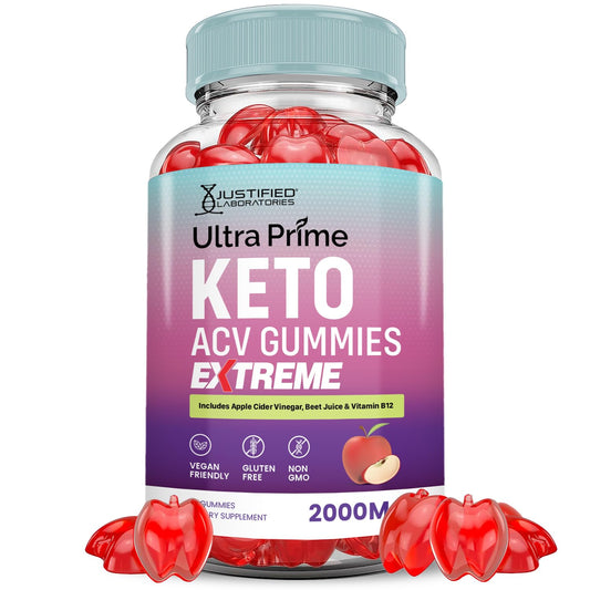 Justified Laboratories Ultra Prime Keto ACV Gummies with apple cider vinegar for daily, convenient support.