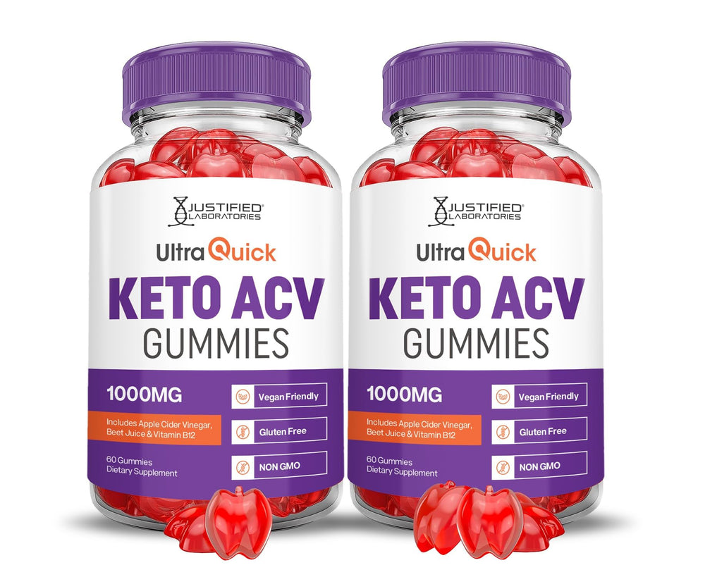 Justified Laboratories Ultra Quick Keto ACV gummies bottle front for convenient daily nutrition