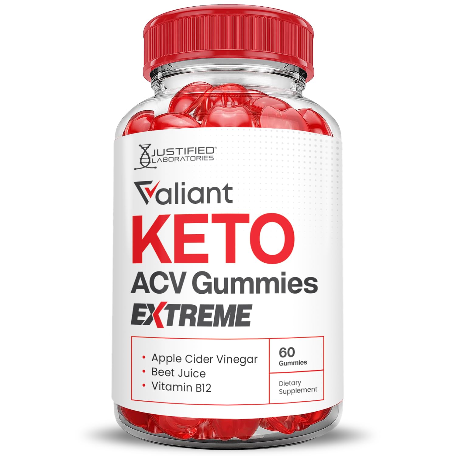 Justified Laboratories Valiant Keto ACV Gummies vitamin-b12-folate image emphasizes daily energy support.