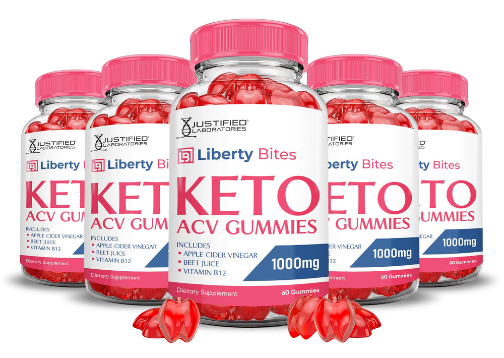 Justified Liberty Bites bottle pour shows convenient daily gummies for on-the-go nutrition.