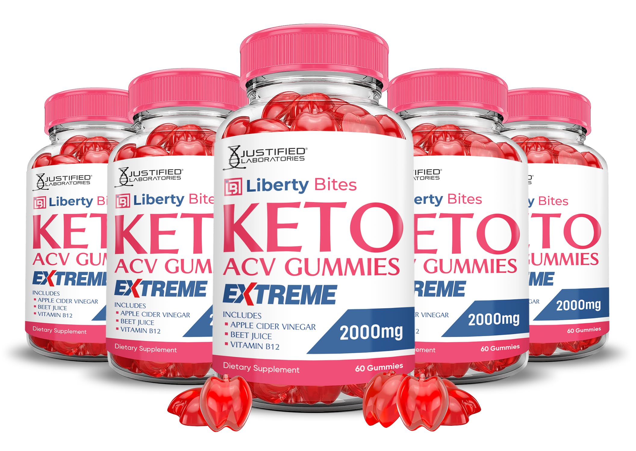 Justified Liberty Bites keto ACV gummies extreme 2000mg bottle for daily energy support