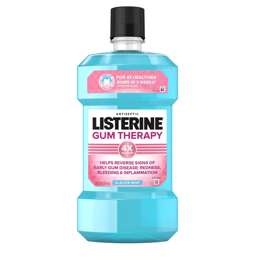JUSTSWAGDDEEFF Listerine Gum Therapy anti-plaque bottle for daily oral care.