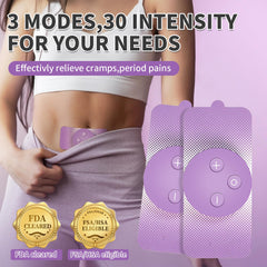 JUSTWILL wireless device worn on the arm for discreet, hands-free period pain relief.