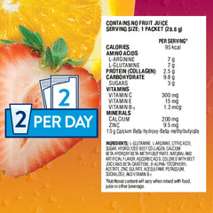 Juven collagen peptides close-up highlighting protein support.