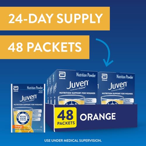Juven daily dosage tray with two packets for structured wound-supporting nutrition.