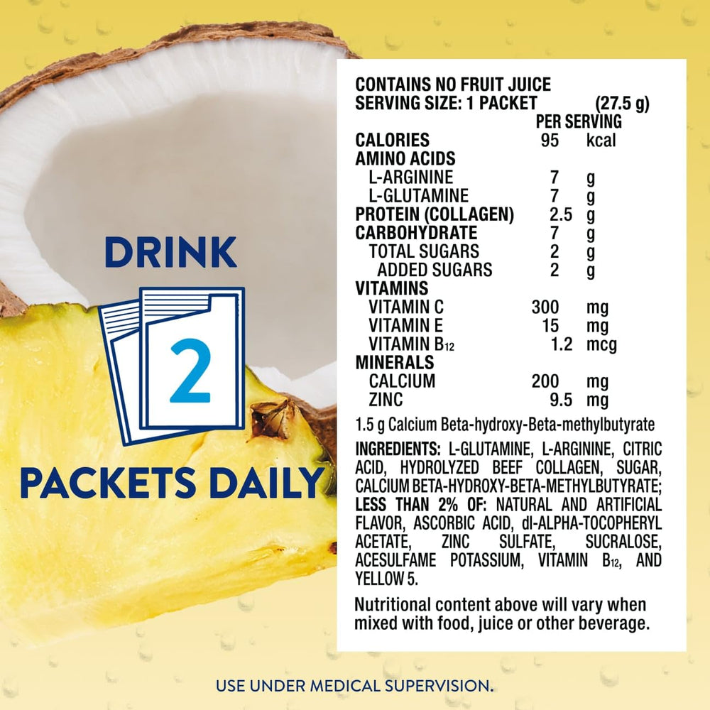 Juven pineapple coconut flavor label close-up for quick flavor choice