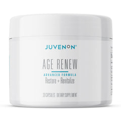 Juvenon AgeRenew beta glucan bottle highlighting immune support formula