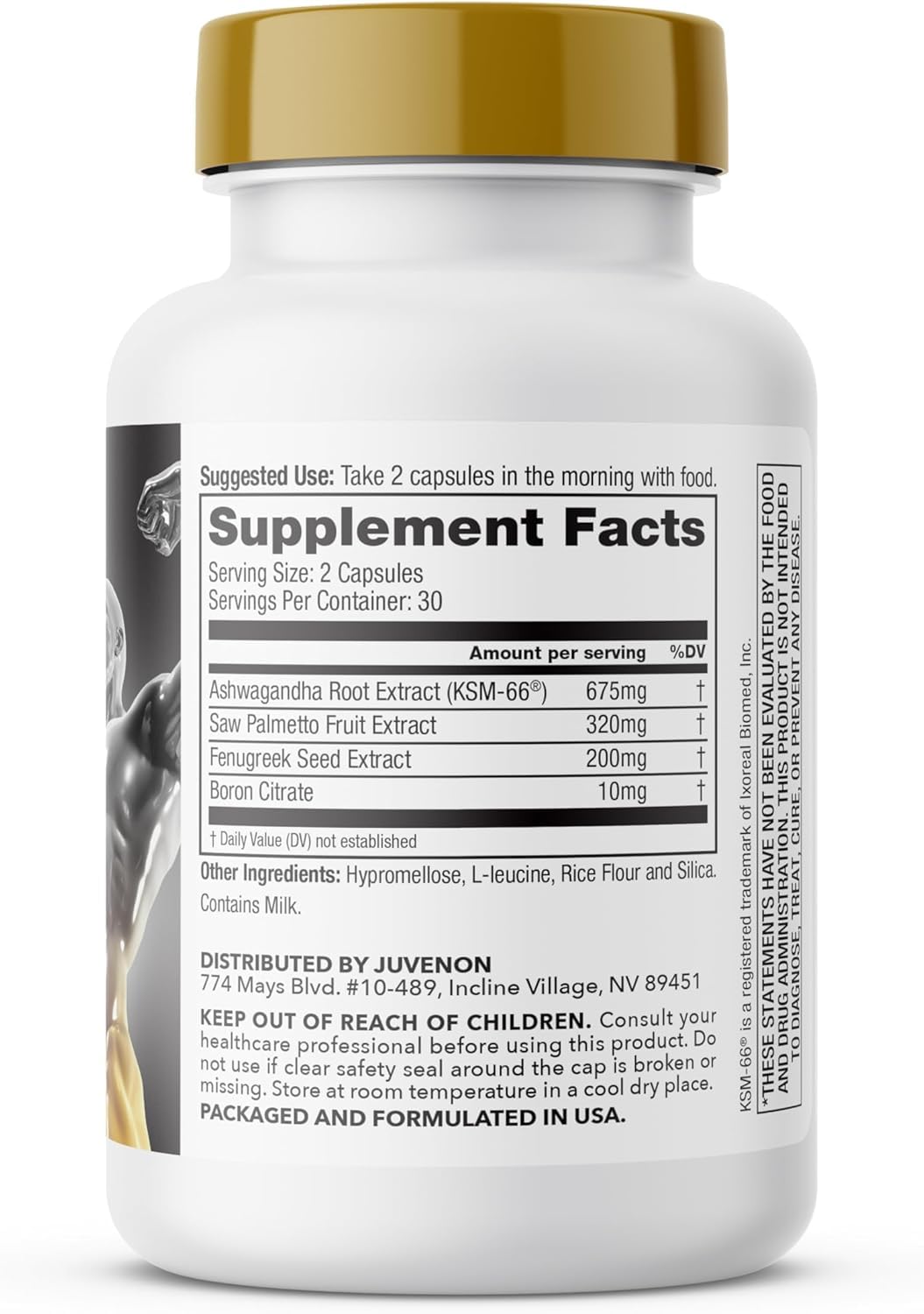 Juvenon Alpha Gold capsules with water for easy daily intake.