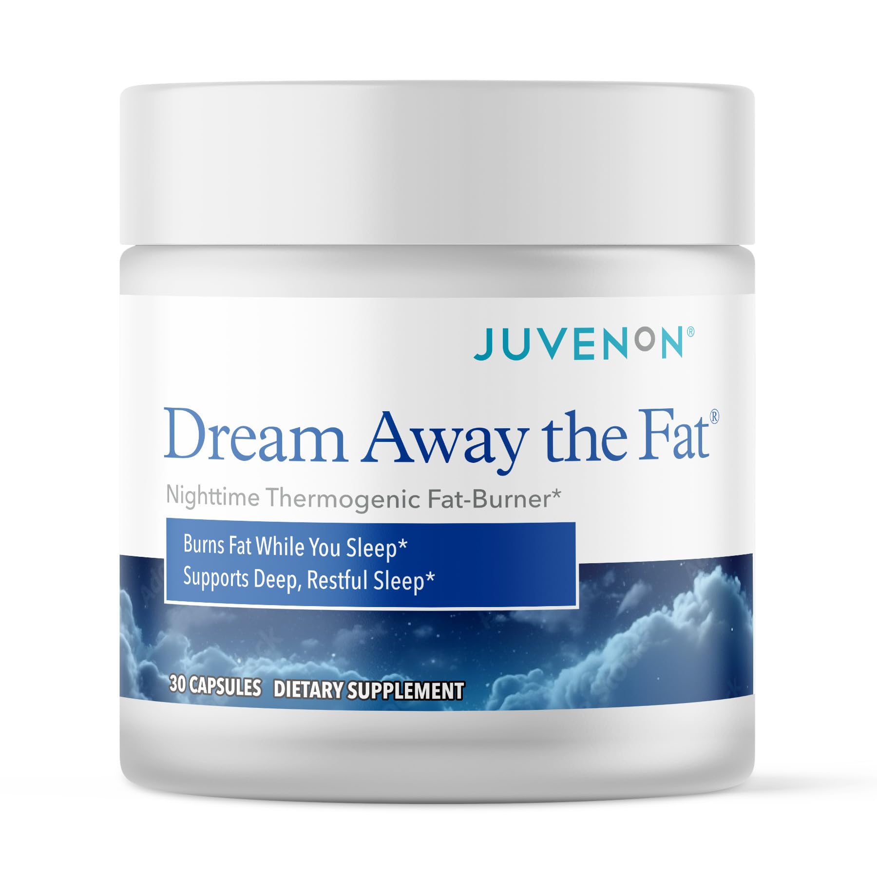 Juvenon Dream Away The Fat bottle shown for nighttime metabolic support.