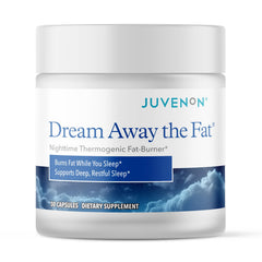 Juvenon Dream Away The Fat bottle shown for nighttime metabolic support.